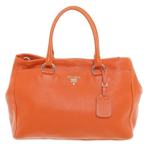 prada leather hand bag orange